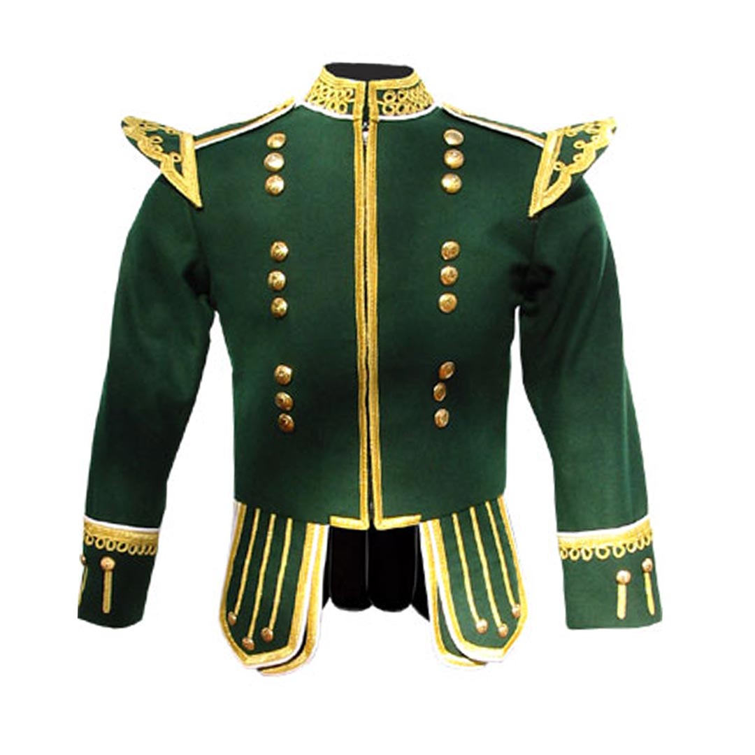 Green Pipe Band Doublet With Fancy Gold Trim – UK SCOTS LTD