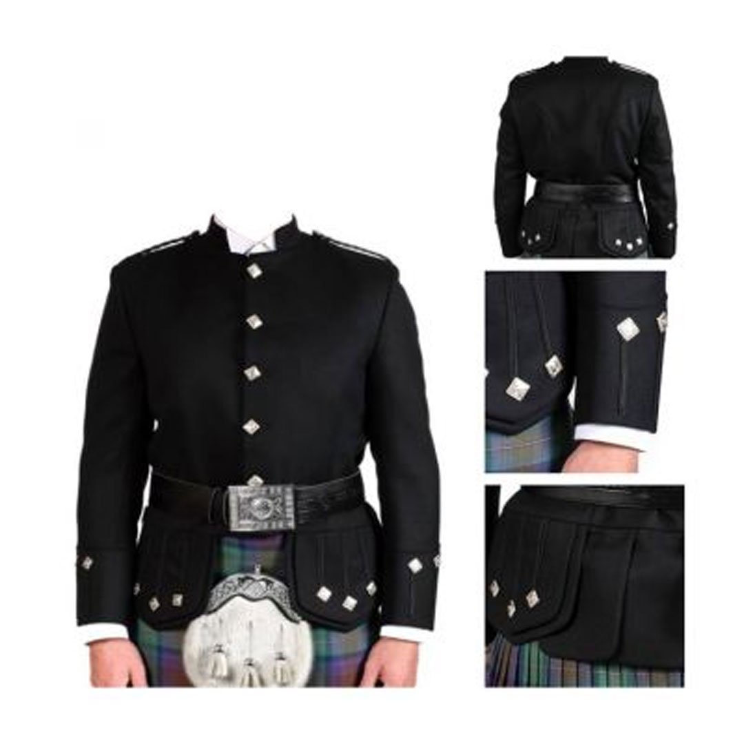 Scottish Green Military Piper Drummer Doublet Kilt Jacket -  UK